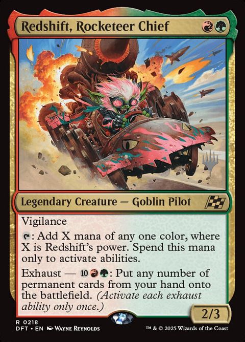 Redshift, Rocketeer Chief (218p) - Planeswalker Stamped